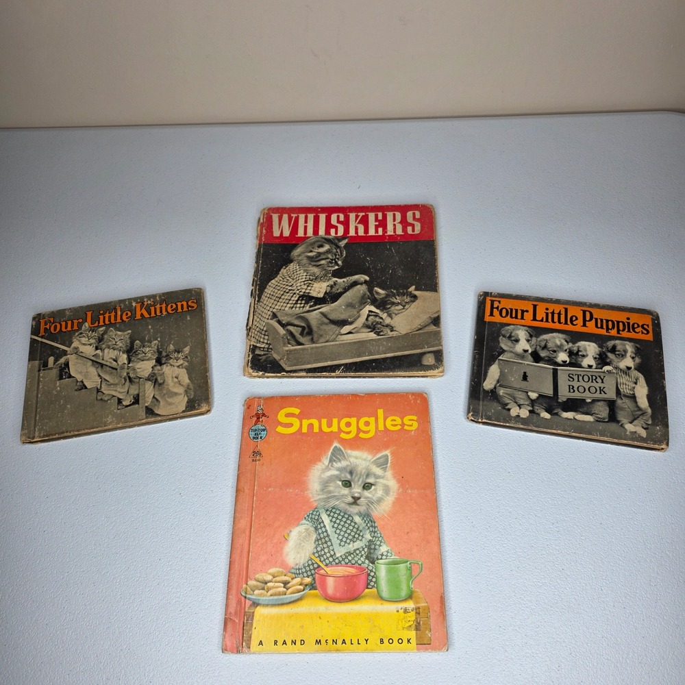 Vintage 1930s Rand McNally Childrens Books Harry Whittier Frees Lot of 4 Kittens
